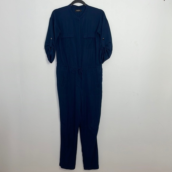SOAKED in luxury Demi navy viscose blend jumpsuit - Picture 2 of 12